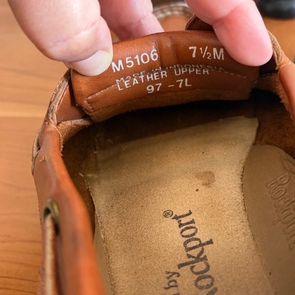 Rockport Mens 7.5 M‎ Brown Leather Boat Shoes Nautical Loafers M5106